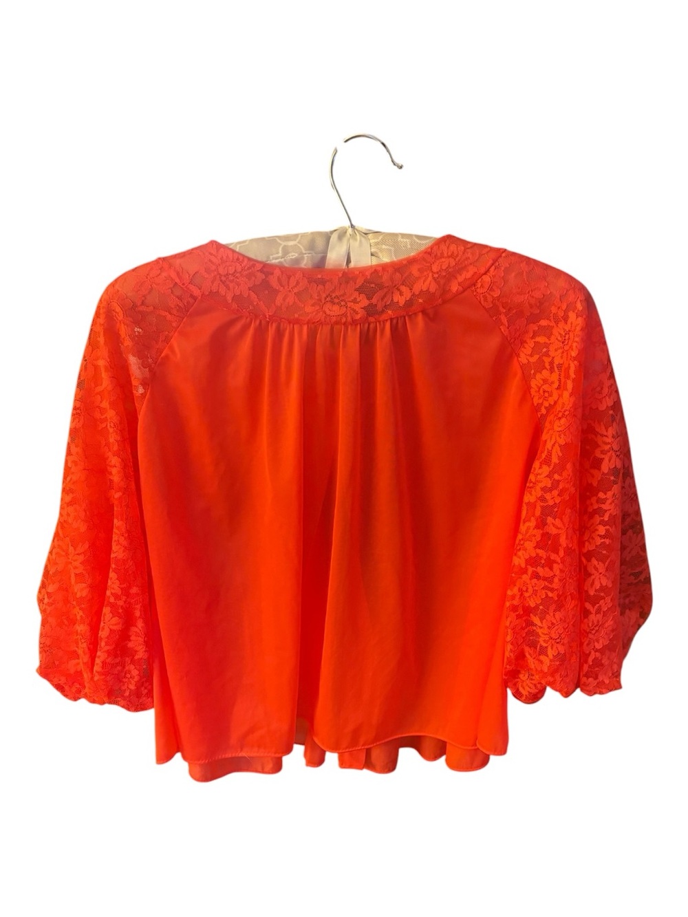 Vanity Fair Orange vintage from 60’s Lace bed jacket Size M excellent condition - Picture 2 of 6